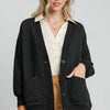 Umgee Button-Up Jacquard Cardigan - Black