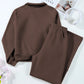 Collared Sweatshirt and High Waist Pants Active Set - Farnelli