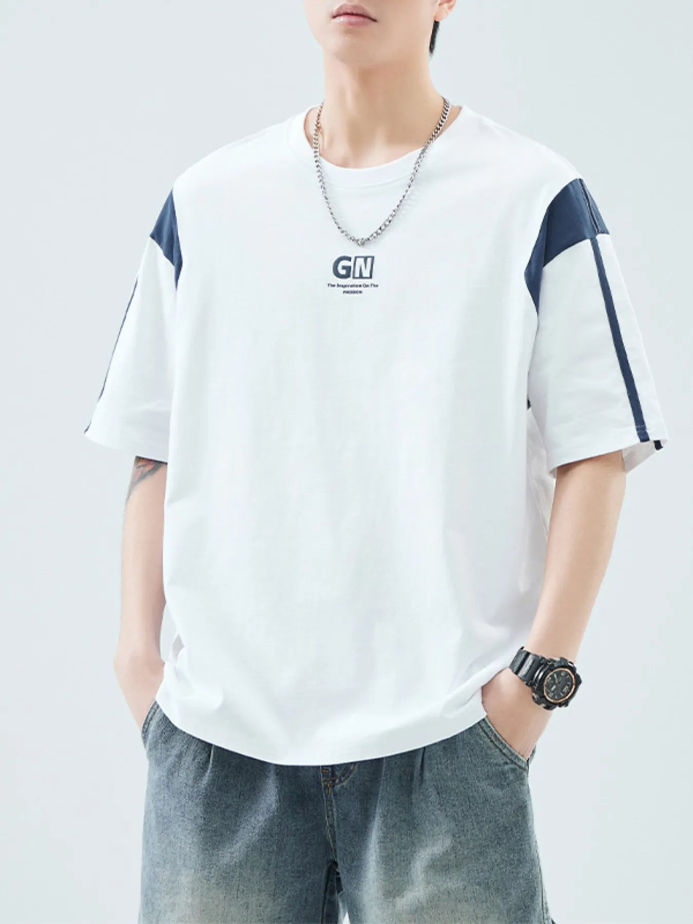 Men's Plus Size Round Neck Short Sleeve T-Shirt - Farnelli