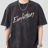 Men's Letter Round Neck Short Sleeve T-Shirt - Black