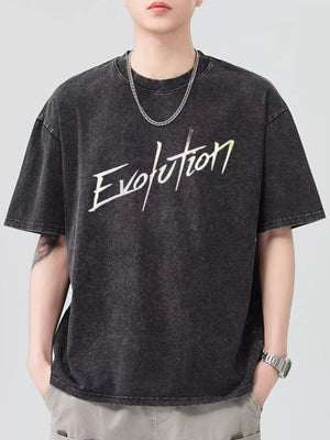 Men's Letter Round Neck Short Sleeve T-Shirt - Farnelli