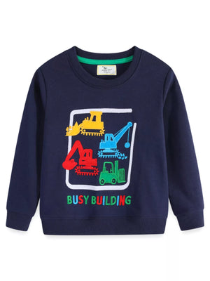 Children's Construction Vehicle Crew Neck Sweatshirt - Farnelli