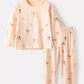 Children's Ballerina Print Round Neck Top and Pants Pajama Set - Farnelli