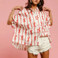 BiBi Bow Ribbon Woven Printed Button Down Shirt - Farnelli