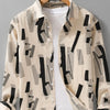 Men's Plus Size Printed Button Up Long Sleeve Shirt - Khaki