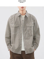 Men's Plus Size Plaid Button Up Long Sleeve Shirt - Farnelli