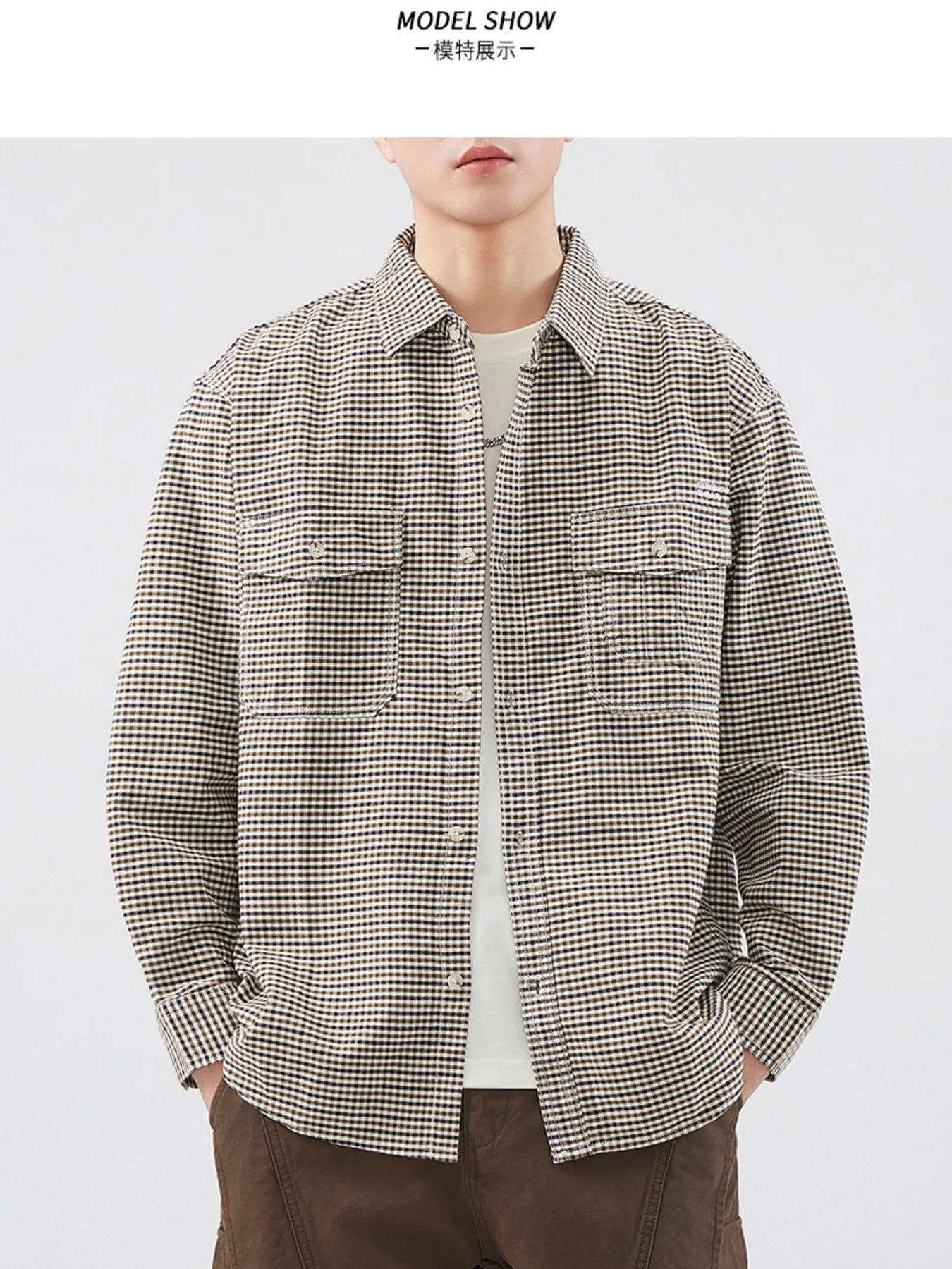Men's Plus Size Plaid Button Up Long Sleeve Shirt - Farnelli