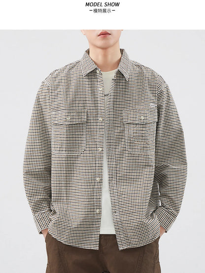 Men's Plus Size Plaid Button Up Long Sleeve Shirt - Farnelli