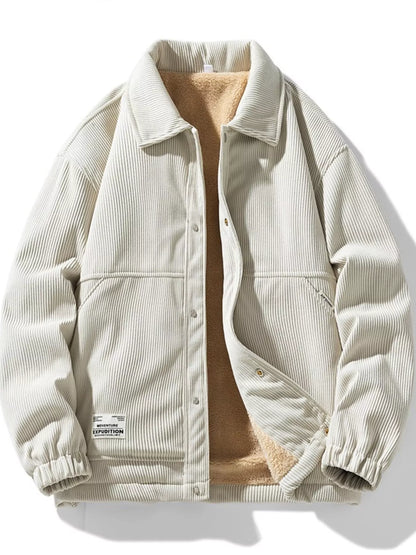 Men's Plus Size Corduroy Sherpa Lined Trucker Jacket - Farnelli