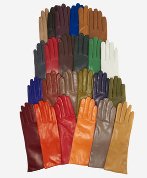 Camilla (orange) - Italian "4 button length" cashmere lined leather gloves