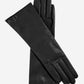 Camilla (black) - Italian long leather winter gloves with luxurious cashmere lining