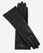 Black Camilla leather opera gloves with luxurious cashmere lining, stylish long winter gloves by Leather Gloves Online