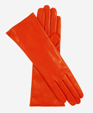 Camilla (orange) - Italian "4 button length" cashmere lined leather gloves