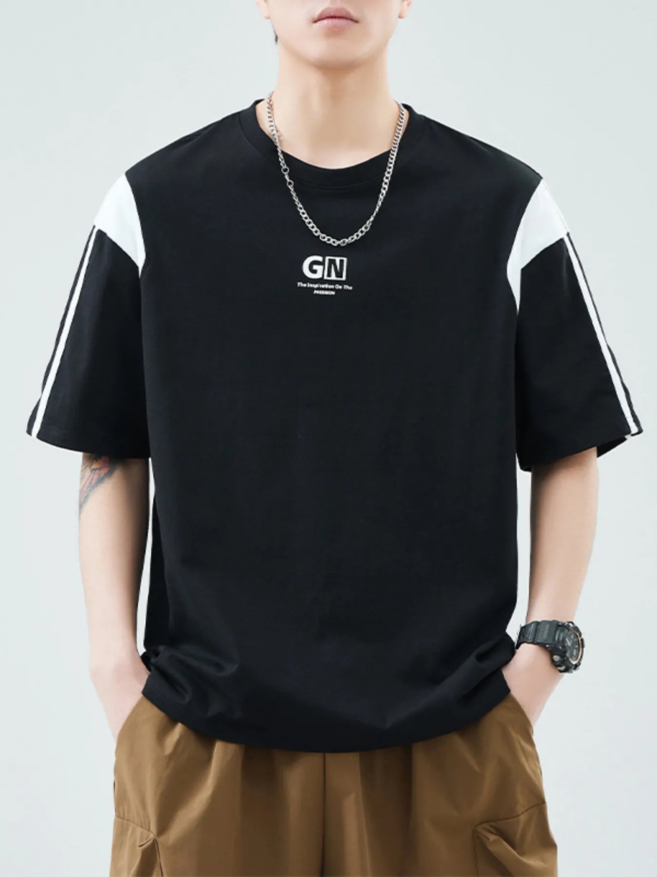 Men's Plus Size Round Neck Short Sleeve T-Shirt - Farnelli