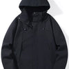 Men's Full Size Color Block Windproof Hooded Jacket Plus Size - Black