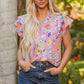 Aadhya Flutter Sleeve V Neck Floral Top - Farnelli