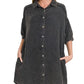 Zenana Washed Double Gauze Button Down Shirt Dress - Farnelli