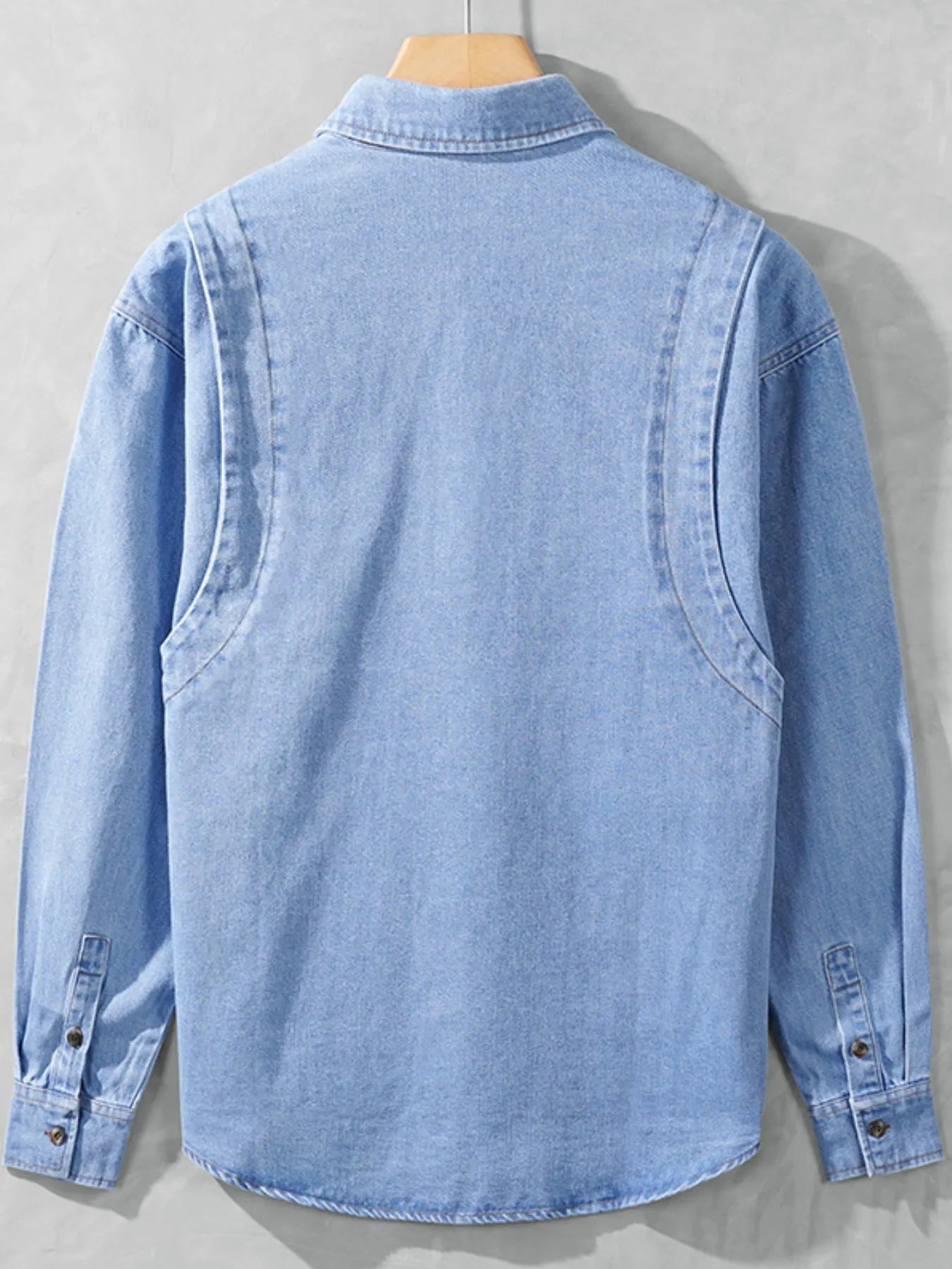 Men's Plus Size Button Up Long Sleeve Denim Shirt - Farnelli