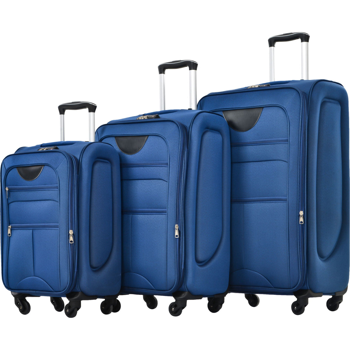 HouseOfZazla expandable softside luggage 3-piece set with spinner wheels in multiple colors