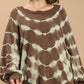 Umgee Full Size Ribbed Hem Tie Dye Round Neck Sweater Plus Size - Farnelli