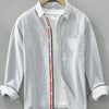 Men's Plus Size Striped Button Up Long Sleeve Shirt - Grey