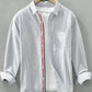 Men's Plus Size Striped Button Up Long Sleeve Shirt - Farnelli