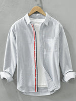 Men's Plus Size Striped Button Up Long Sleeve Shirt - Farnelli