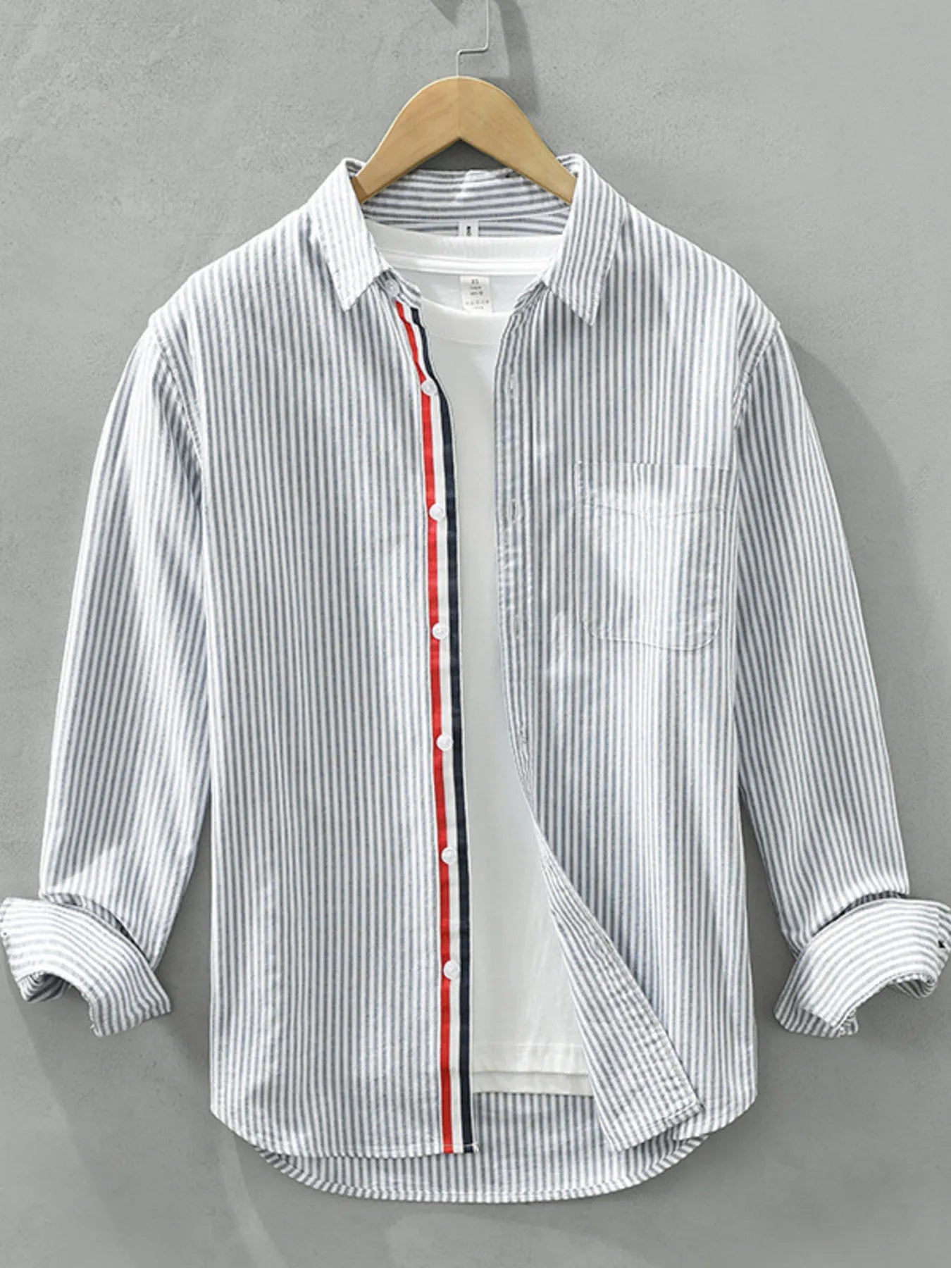 Men's Plus Size Striped Button Up Long Sleeve Shirt - Farnelli