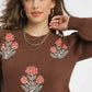 Umgee Floral Knit Sweater with Puff Sleeves - Farnelli