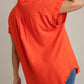 Umgee Full Size Linen Blend Button Down Short Folded Sleeve Shirt Plus Size - Farnelli