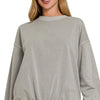 Zenana Soft Fleece Pigment Dye Round-neck Sweatshirts - SLEET