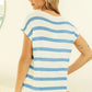 BiBi Striped Round Neck Short Sleeve Knit Top - Farnelli