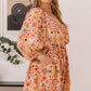 ODDI Full Size Printed Ruff Sleeve Romper with Pockets - Farnelli