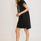 Umgee Peace Plaid Applique Short Sleeve Mini Dress - Farnelli