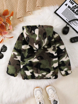 Children's Camouflage Plush Hooded Jacket - Farnelli