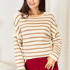 Double Take Striped Boat Neck Sweater - Stripe