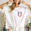 ADORA Sequin US Flag Pocketed Top - Off White