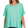 Zenana Oversized Slub Hacci Top with Pocket - MINT