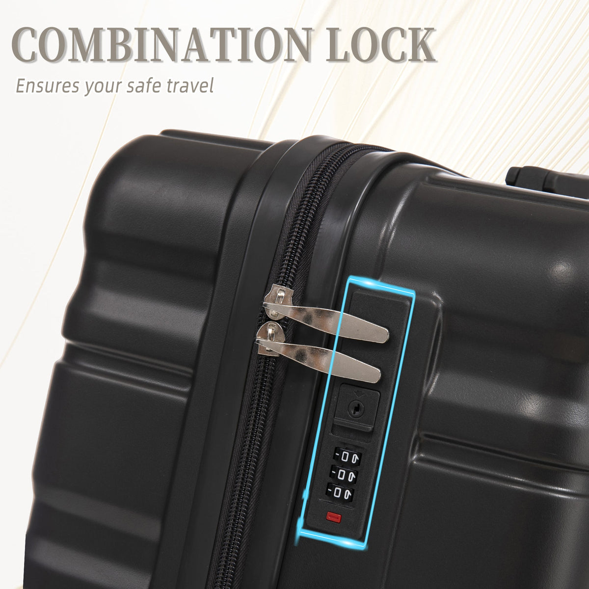 HouseOfZazla dark gray ABS hard case luggage set with combination lock