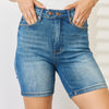 Judy Blue Full Size Tummy Control Double Button Bermuda Denim Shorts - Medium
