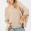 SAGE + FIG Distressed Asymmetrical Open Stitch Sweater - Mushroom