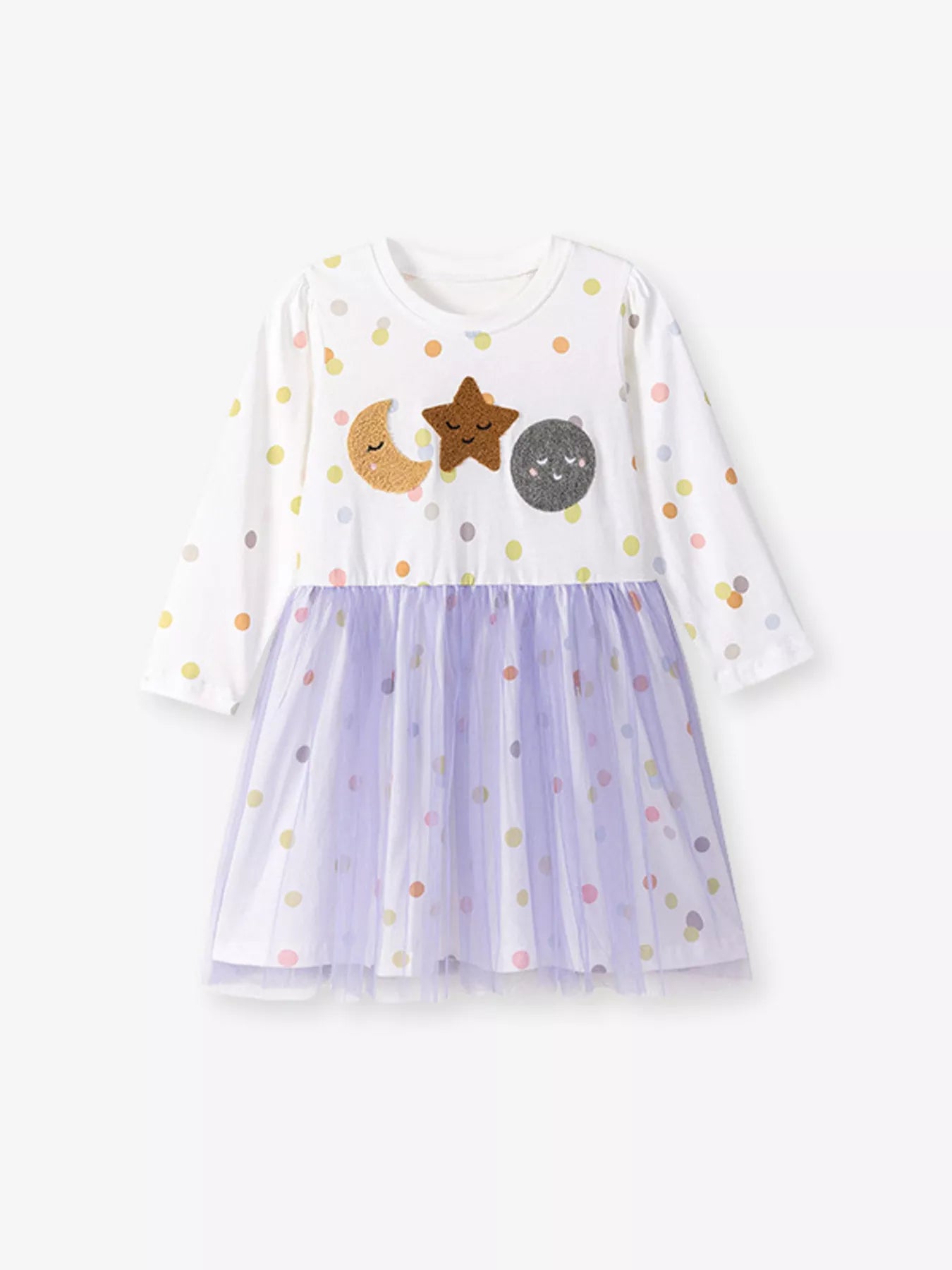 Children's Polka Dot Long Sleeve Tulle Dress - Farnelli