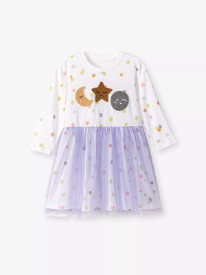 Children's Polka Dot Long Sleeve Tulle Dress - Farnelli