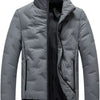 Men's Plus Size Warm Padded Stand Collar Puffer Jacket - Grey