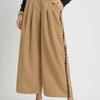 Umgee Front Pleated Wide-Leg Pants with Contrast Trim - LATTE