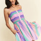 Davi & Dani Multi Color Ombre Printed Bodice Button Up Dress - Farnelli