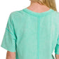 Zenana Acid Washed Short Sleeve Tee & Shorts Set - Farnelli