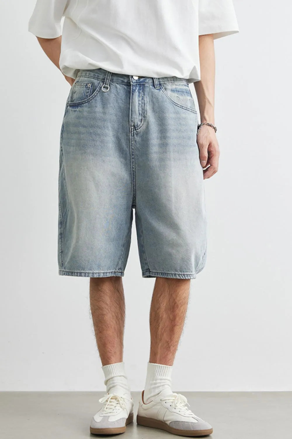 Men's Plus Size Relaxed Fit Wash Denim Shorts - Farnelli