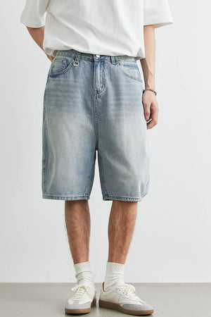 Men's Plus Size Relaxed Fit Wash Denim Shorts - Farnelli