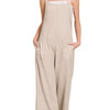 Zenana Knit Waffle Wide Leg Overalls - LT MOCHA